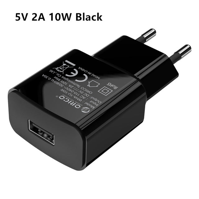 ORICO 5V1A 5V2A USB Charger Travel Wall Charger Adapter 5W 10W Portable Smart Mobile Phone Charger EU Plug Black White Available