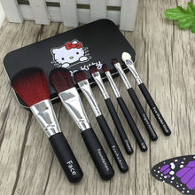 New Hello Kitty 7Pcs Makeup Brushes Set Powder Brushes Cosmetics Kit De Pinceis De Maquiagem Make Up Brush Kit with Metal Box