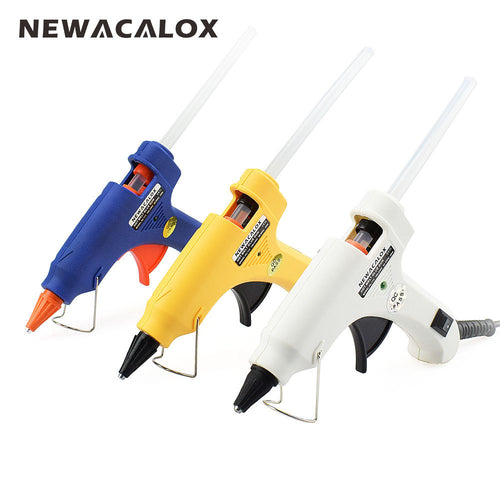 NEWACALOX 20W EU Plug Hot Melt Glue Gun with Free 1pc 7mm Glue Stick Industrial Mini Guns Thermo Electric Heat Temperature Tool