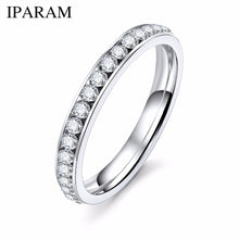 IPARAM Silver Color Crystal Wedding Rings for Women Titanyum Men Stainless Steel Engagement Ring